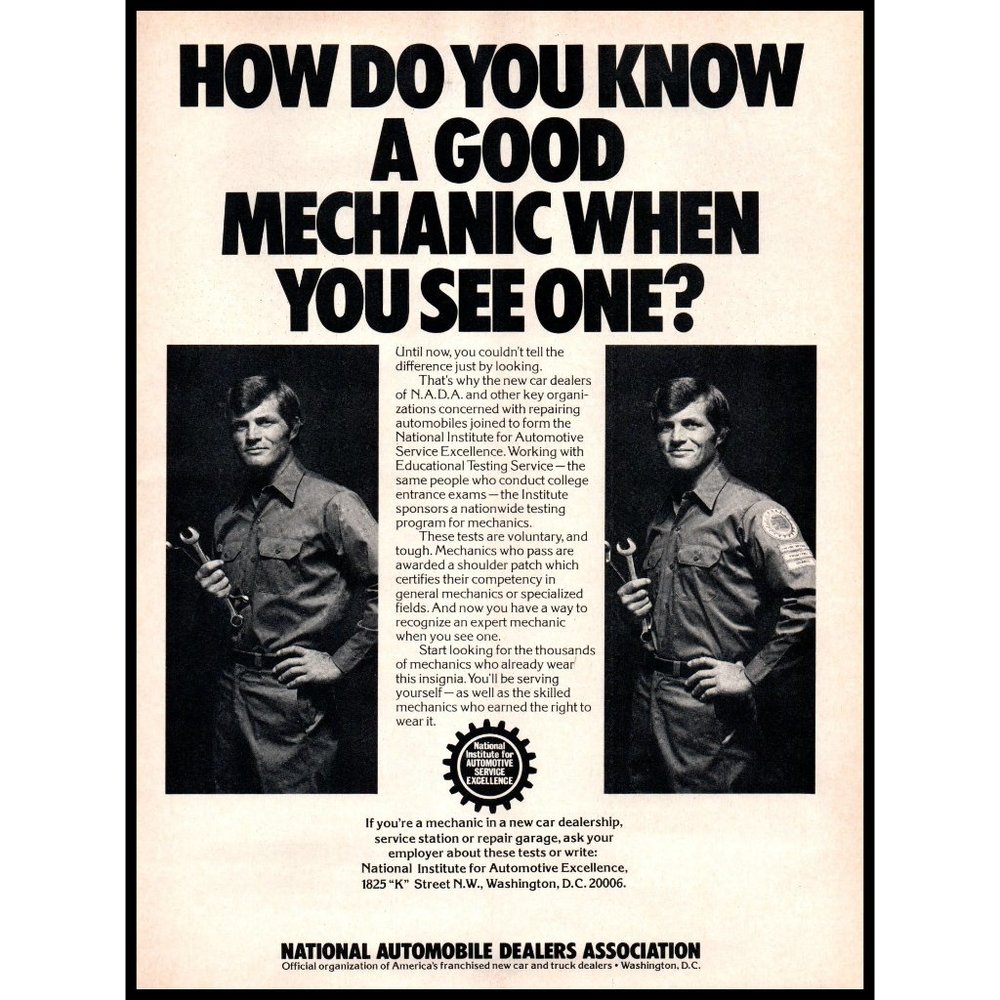 1974 NADA National Automobile Dealers Vintage Print Ad Mechanic Wall Art Photo